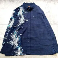 極美品　MAJUN 長袖シャツ ボタンダウン　ネイビー 花柄 LLサイズのサムネイル