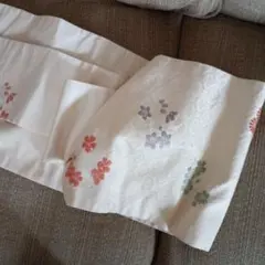 白地 菱文様 桜・菊・梅 花丸文様 帯のサムネイル