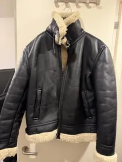 【XL】ZARA ザラ フェイクレザー ムートンジャケット B-3 黒 ボア