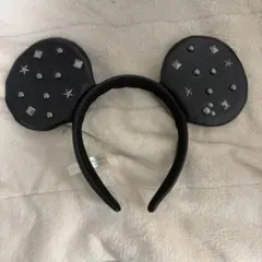 ディズニー ミッキーレザー風カチューシャ　スタッズ付き