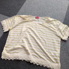 earth music&ecology イエロー ボーダー 半袖Tシャツ