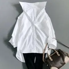 エストネーション 24AW ロングスリーブ プラケットシャツ ホワイト 38
