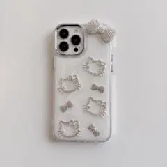 iPhoneSEケースアイホンハローキティ キラキラ スマホカバーリボン