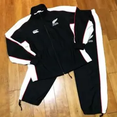 メンズ【美品 カンタベリー オールブラックス】黒白赤 M 刺繍 ジャージーセット