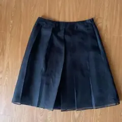 【美品】UNITED ARROWS　黒　シルク　ボックスプリーツスカート　1点