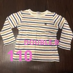 ダブルビー　ミキハウス　ストライプ 長袖Tシャツ クマ刺繍