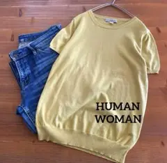 HUMAN WOMAN コットン　クルーネックショートスリーブニット