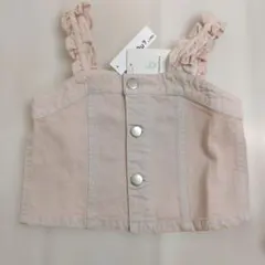 branshesの新品フリルストラップ デニム風 クロップドトップス