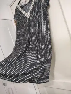 美品✦Momoniモモニ　洗練されたイタリア製シルク100%ドット柄ワンピースS
