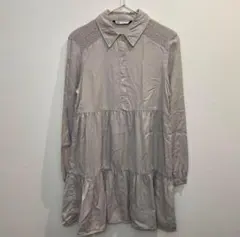 ZARA ティアードワンピース (XS) グレー シャツワンピ