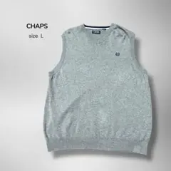 U*t様 CHAPS ワンポイント刺繍ロゴ Vネック コットンニットベスト Lのサムネイル