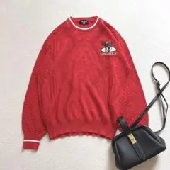 古着　レトロ刺繍クルーネックニット　セーター ヴィンテージ　ユニセックス　L
