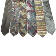 ネクタイ 6本セット ダークグリーン系　花柄　メンズ　まとめ売り