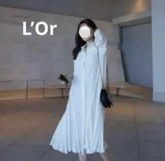 matelasse docking pleats dress ロル ローブブラン L'Or matelasse docking pleats dress - メルカリ