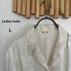Ladies kuhe【L】オープンカラー ペイズリー柄 長袖 シャツ ブラウス