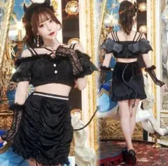 ブラックオフショルダーコスプレ衣装 Mサイズ