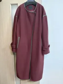 CYNICAL バーガンディ ロングコート　ウール