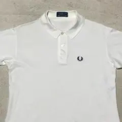フレッドペリー 半袖ポロシャツ 鹿の子 月桂樹刺繡 白 イングランド製 Lサイズ