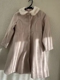 ファー付き　ベージュAラインコート　メゾピアノ　140cm