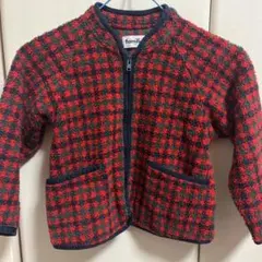 familiar 赤と黒のチェック フリースジャケット