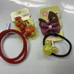 キッズ ヘアゴム 3点セット チェリー リボン ミッキー風