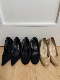 ハイヒール3足　22.5cm黒とピンクべージュ