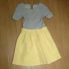 プロポ　花柄　リブ切替ワンピース