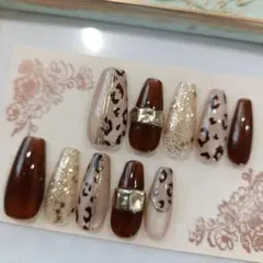 レオパード柄ネイルチップ 10個セット