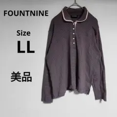 FOUNTNINE ストライプポロシャツ 長袖 紫
