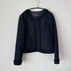 ツイード ノーカラージャケット