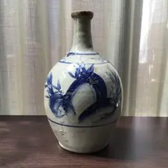 日本酒瓶 手書きデザイン 陶器製 ☆ 古い酒壺 古酒 日本酒 清酒 1級 空瓶 陶器 骨董 一輪挿し 花器