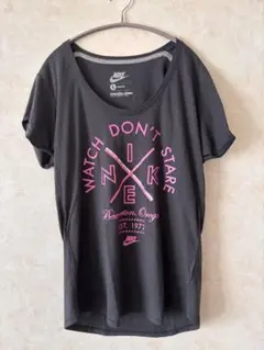 NIKE 半袖Tシャツ グレー ピンクロゴ Lサイズのサムネイル