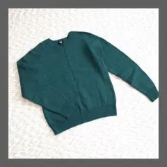 UNIQLO◆ユニクロ（M)　ラムクルーネック　ニットセーター　グリーン