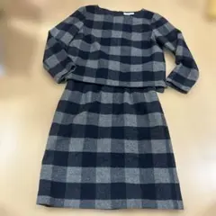 ナチュラルビューティー　ネイビーグレー チェック柄 セットアップ
