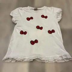 ハローキティ 半袖Tシャツ リボン柄 フリル裾　110cmのサムネイル