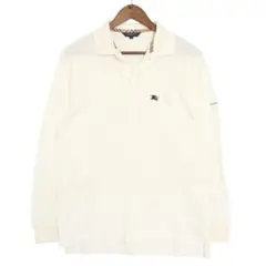 ✨良品✨バーバリーゴルフ　ポロシャツ　長袖　ノバチェック M ロゴ刺繍　白