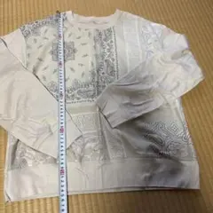 ピノーレ　ペイズリー柄 ホワイト長袖Tシャツ Mサイズ