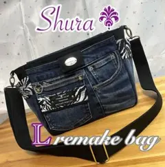 デニムリメイクバッグ（L）No.756☆ショルダーバッグ　斜めがけバッグ