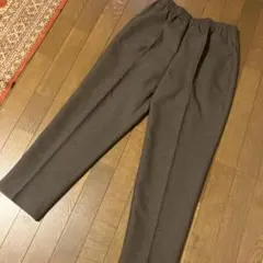 秋冬ブラウン チェック柄 パンツ ウエストゴム