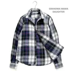 グランマママドーター リネン 100% チェック レギュラー シャツ グランマママドーター 麻 リネン チェック シャツ パープル 総柄 長袖