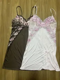 【美品】美レースキャミソール 2枚　ブラウンとピンクのサムネイル