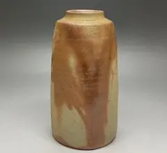 県指定重要無形文化財　山本雄一　備前焼　緋襷　花入　f3139