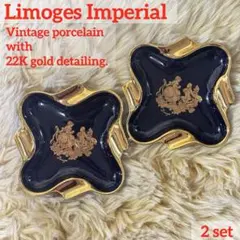 Limoges リモージュ　22K純金陶器灰皿　小物入　アクセサリートレイ　皿のサムネイル