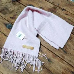 pure ピンク新品タグ付き未使用品カシミヤ100%ピンクマフラー フリンジ付き