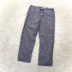 無印良品 ストライプパンツ ネイビー 紺色 Mサイズ イージーパンツ 綿100%