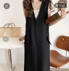 CLASSICAL ELF ブラック Vネック ワンピース M