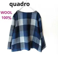 未着用品　quadro クオドロ　ウールチェック柄プルオーバーブラウスカットソーのサムネイル