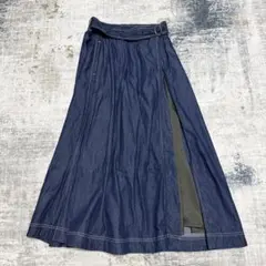 DENHAM デニム フレアスカート ベルト付き ロング インディゴ フリー Fのサムネイル