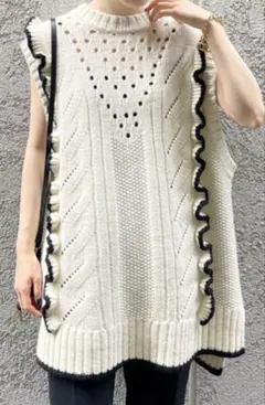 RITTO ケーブルニットベスト アイボリー