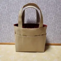 ハンドメイドサンドベージュ キャンバスミニトートバッグ